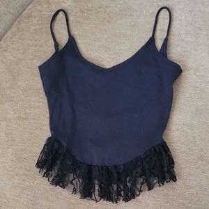 Black Lace Trim Cami Top